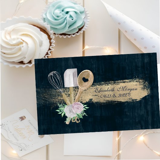 ベーカリーペストリーハンドツールブラシストロークブルー 名刺