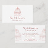 ベーカリーペストリーホワイトローズ金ゴールドグリッタードリップケーキ 名刺 (正面/裏面)