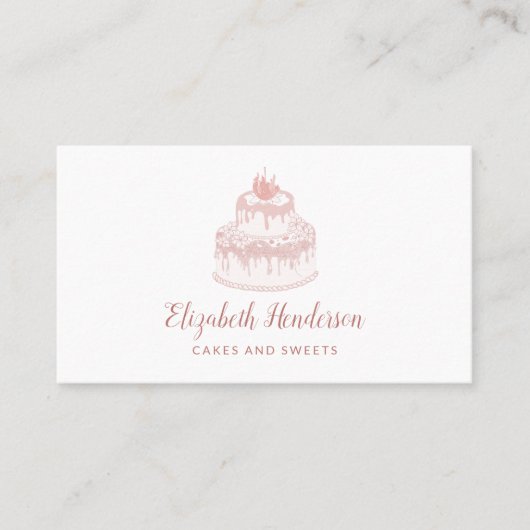 ベーカリーペストリーホワイトローズ金ゴールドグリッタードリップケーキ 名刺 (正面)