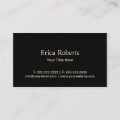 ベーカリーペストリーモダンシェフブラック&金ゴールドストライプ 名刺 (裏面)