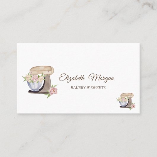 ベーカリーペストリーレトロミキサーフラワー 名刺 (正面)