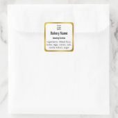 ベーカリーホワイト&金ゴールド原料ロゴ製品ラベル スクエアシール (バッグ)