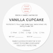 ベーカリーホームアレルギー法的ライセンスビジネスステッカー ラウンドシール (正面)