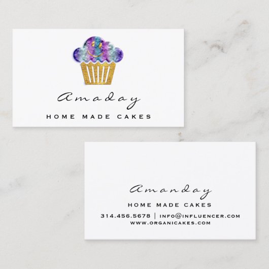ベーカリーホームメイドケーキロゴマフィンゴールデンスマイル 名刺 (正面/裏面)