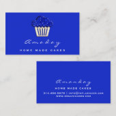 ベーカリーホームメイドケーキロゴマフィン金ゴールドブルー 名刺 (正面/裏面)