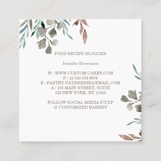 ベーカリーボホシックフードメーカー スクエア名刺 (裏面)