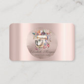 ベーカリーミキサーフラワーズバラ金ゴールド円 名刺 (正面)