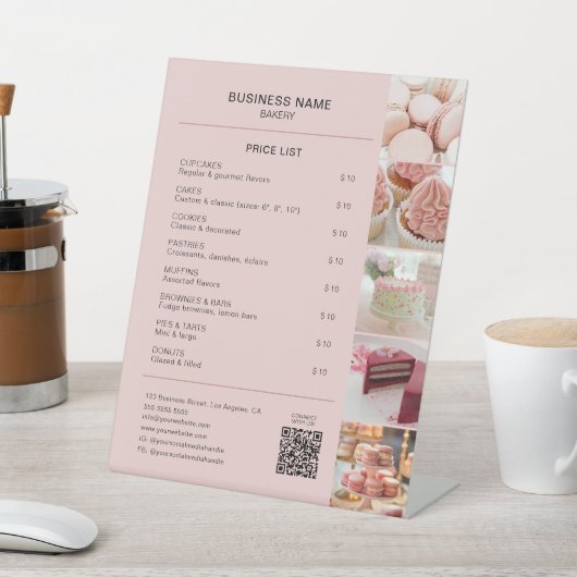 ベーカリーミニマルピカスタムンク写真QR価格表 台座サイン (インサイチュ)