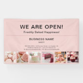ベーカリーミニマルピンク写真オープン 横断幕 (横)