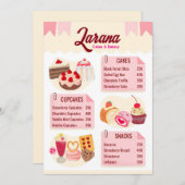 ベーカリーメニューカード 招待状 (正面/裏面)