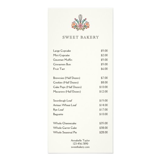 ベーカリーメニューラックカード ラックカード (正面)