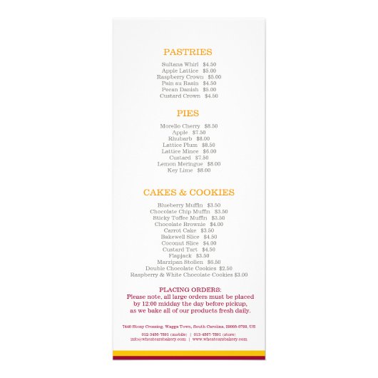 ベーカリーメニュ焼いたー商品の価格表のラックカード ラックカード (裏面)