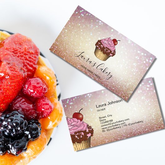 ベーカリーモダンカップケーキシェフケータリングスイーツペストリー 名刺