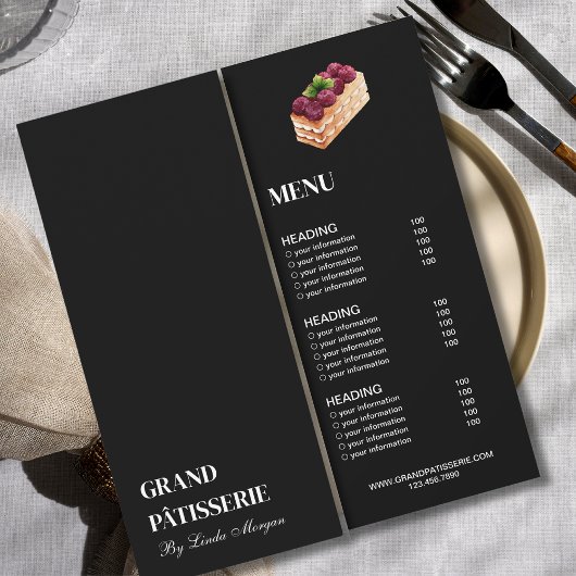 ベーカリーモダンカフェメニューおよび価格表カード 招待状