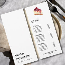 ベーカリーモダンカフェメニューおよび価格表カード