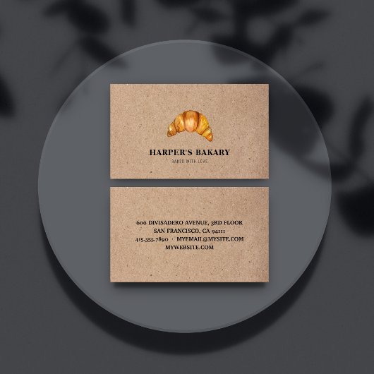 ベーカリーモダンクロワッサンプロフェッショナルロゴ 名刺