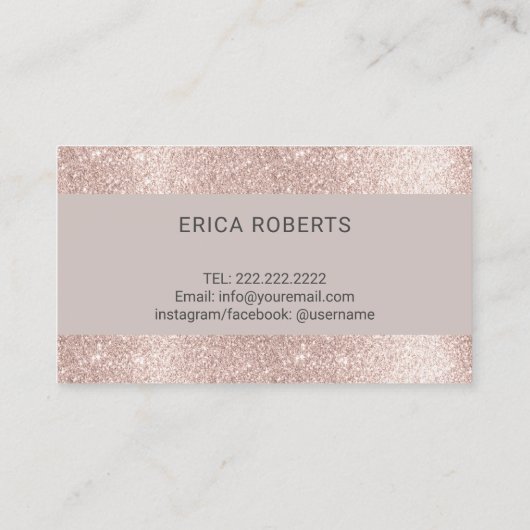 ベーカリーモダン赤面バラ金ゴールドグリッターパティシエ 名刺 (裏面)