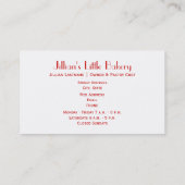 ベーカリーレッドベルベットカップケーキ名刺 名刺 (裏面)