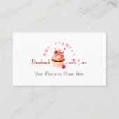 ベーカリーロイヤリティカードカップケーキさくらんぼレッドウォーター色 名刺 (正面)