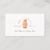 ベーカリーロイヤリティカードカップケーキオレンジウォーターカラーキュート 名刺 (正面)