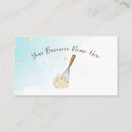 ベーカリーロイヤリティカードベーキングウィスクブルーウォーター色 名刺 (正面)