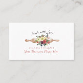 ベーカリーロイヤリティカー転がドのピン赤フローラ エレガント 名刺 (正面)