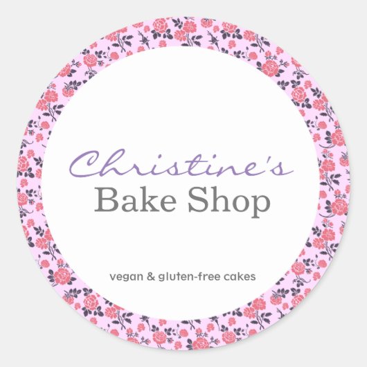 ベーカリーロゴステッカーラベルフローラヴィンテージ ラウンドシール (正面)