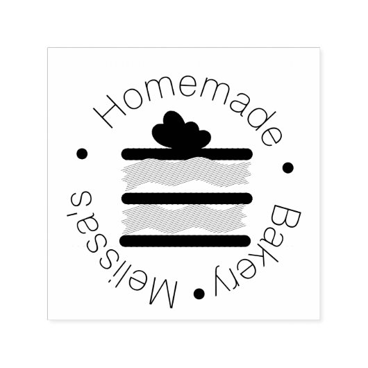 ベーカリーロゴベーキングケーキスライスハートふりかけ セルフインキングスタンプ (デザイン)