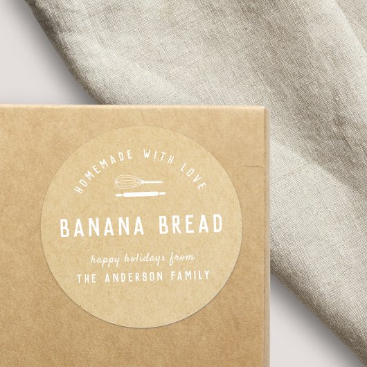 ベーカリーロゴホリデーベーキングギフトクラフト ラウンドシール