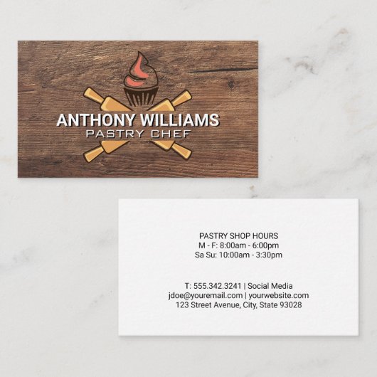 ベーカリーロゴ |木材 名刺 (正面/裏面)