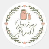 ベーカリー乳製品フリーミルクジュグ&リースピンク&グリーン ラウンドシール (正面)