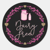 ベーカリー乳製品フリーミルクジュグ&リースピンク&ブラック ラウンドシール (正面)