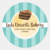 ベーカリー事業ティール(緑がかった色)ブルーケーキベーカリー包装 ラウンドシール (正面)