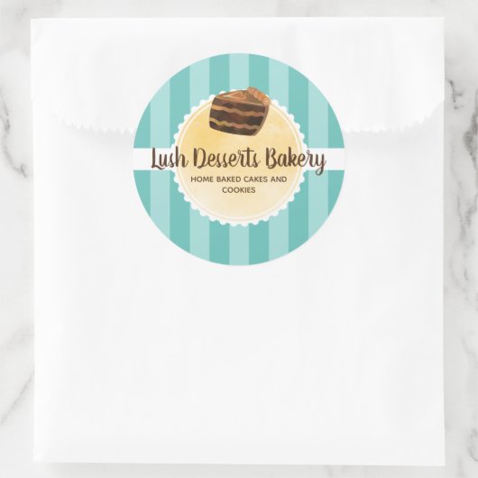 ベーカリー事業ティール(緑がかった色)ブルーケーキベーカリー包装 ラウンドシール (バッグ)