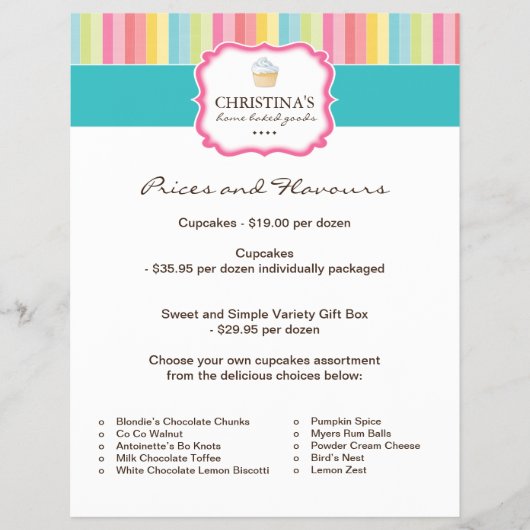 ベーカリー価格表フライヤー チラシ (正面)