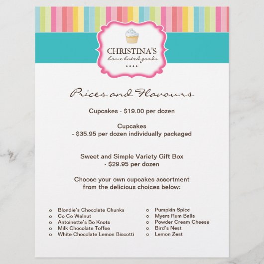 ベーカリー価格表フライヤー チラシ (正面)