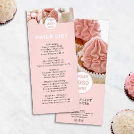 ベーカリー価格表メニュカスタムーのロゴピンク ラックカード