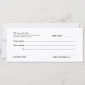 ベーカリー又はカップケーキ業のギフト券 (裏面)