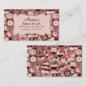 ベーカリー及びカフェピンク及びチョコレート 名刺 (正面/裏面)