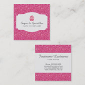 ベーカリー及びケータリングのグリッターの名刺(ピンク) スクエア名刺 (正面/裏面)