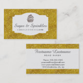 ベーカリー及びケータリングの金ゴールドのグリッターの名刺 名刺 (正面/裏面)