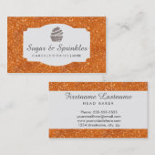 ベーカリー及び食料調達のオレンジグリッターの名刺 名刺 (正面/裏面)