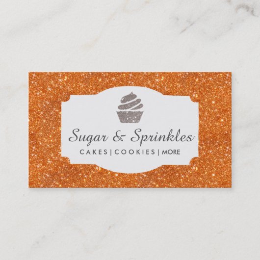 ベーカリー及び食料調達のオレンジグリッターの名刺 名刺 (正面)