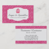 ベーカリー及び食料調達のピンクのグリッターの名刺 名刺 (正面/裏面)