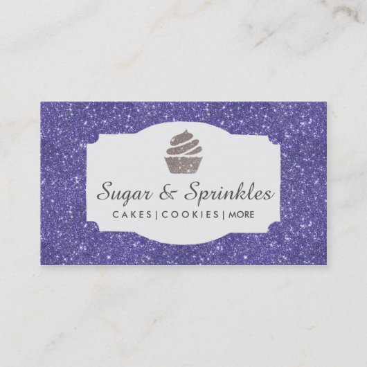 ベーカリー及び食料調達の紫色のグリッターの名刺 名刺 (正面)