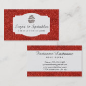 ベーカリー及び食料調達の赤いグリッターの名刺 名刺 (正面/裏面)