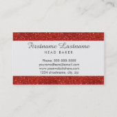 ベーカリー及び食料調達の赤いグリッターの名刺 名刺 (裏面)