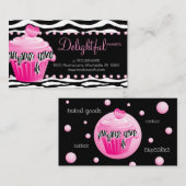 ベーカリー名刺ゼブラピンクカップケーキハートドット 名刺 (正面/裏面)