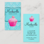 ベーカリー名刺ヴィンテージダマスクブルー 名刺 (正面/裏面)