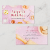 ベーカリー名刺 – カウトピンクパステルウォーターカラー 名刺 (正面/裏面)